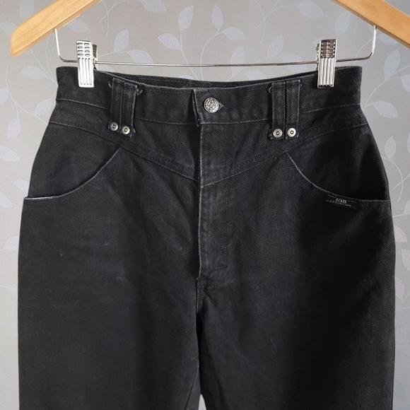 Vintage 90s High Rise Denim Mom Jeans 100% Cotton Washed Black Ozark 26 - Picture 9 of 15